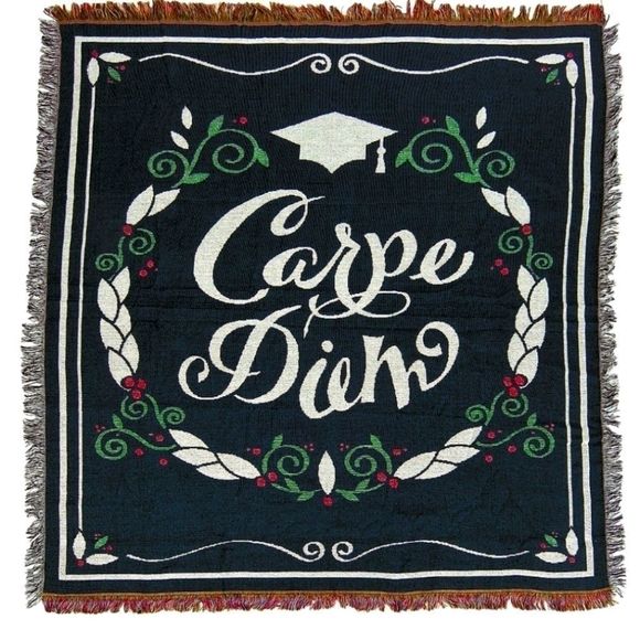 Graduation Woven Throw "Carpe Diem"‎ Seize the day! NWT - Picture 1 of 1